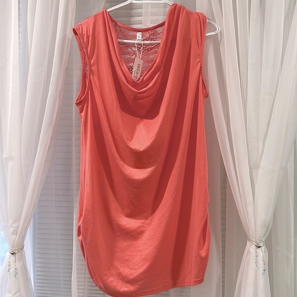 Measeor Tops - Womens Ruched Cowl Neck Tank Top- XL